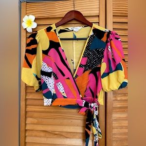 Funky colorful wrap top